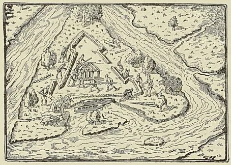 CONSTRUCTION D’UN FORT FRANÇAIS, d’après de Bry
