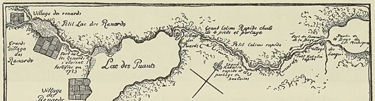CARTE DU PAYS DES SAUVAGES RENARDS, carte dressée à Québec en 1730, par Chaussegros de Léry