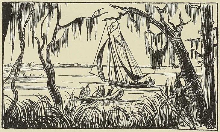 LES RIVES DU MISSISSIPI, d’après une estampe populaire du xvie siècle