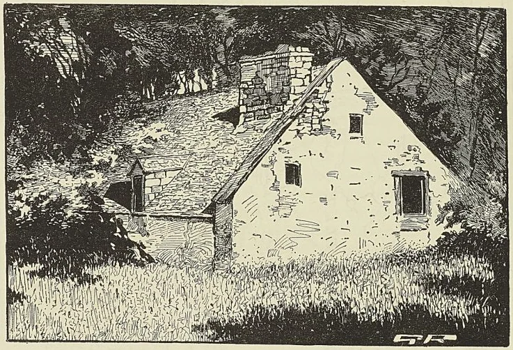HABITATION SUPPOSÉE DE CAVELIER DE LA SALLE (D’après une aquarelle provenant des archives publiques du Canada).