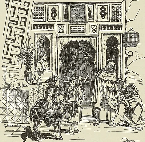 BOUTIQUE DE BARBIER À ALger, d’après un dessin de l’Illustration
