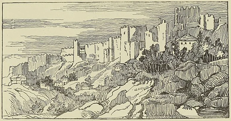 LES REMPARTS DE TRÉBIZONDE, d’après un dessin du Tour du Monde, frontispice