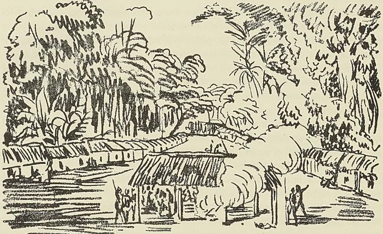 VILLAGE APoUYÉ, d’après les Voyages de Paul de Chaillu