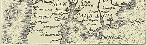 CARTE DE L’INDOCHINE, extraite de l’Atlas Ortelius (1595)