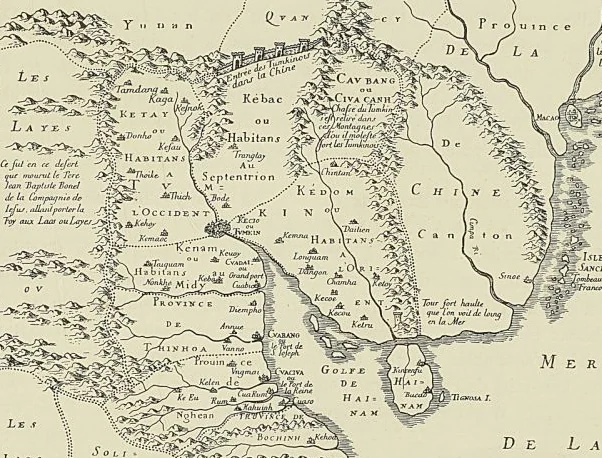 CARTE DU TONKIN ET DE LA COCHINCHINE DU PÈRE DE RHODES. Bibliothèque nationale