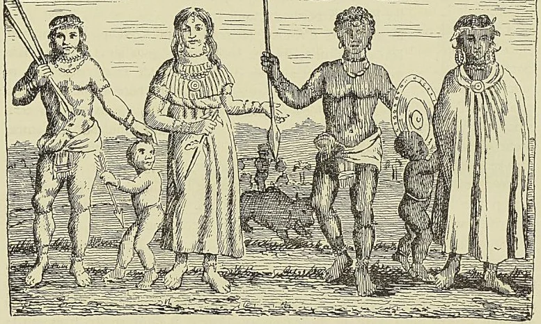 LA PORTE DE LA CITADELLE DE FORT-DAUPHIN : ÉTAT ACTUEL.... SA FEMME, TOUS DEUX NÈGRES, d’après Flacourt : Histoire de la grande ile Madagascar