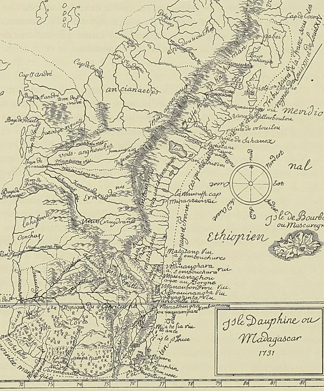 CARTE DE MADAGASCAR dessinée par Grossin en 1731