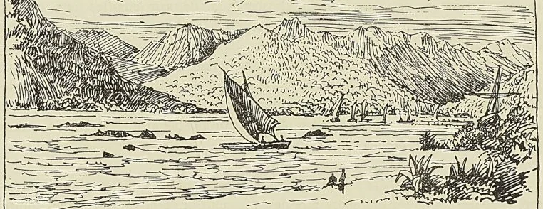 VUE DU GRAND PORT PRÈS DE MAHEBOURG, d’après une aquarelle de A. Erny : Séjour à l’ile Mau- rice (1860). Pages