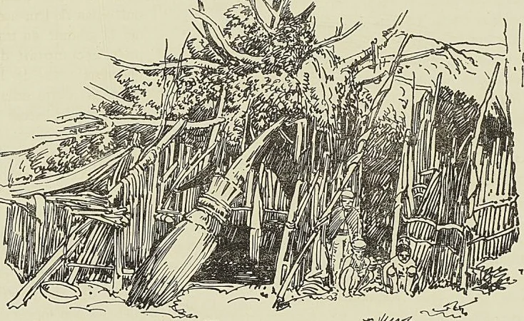 TOMBEAU DE WATON (Dessin de Dardaine) (Garnier : Voyage à la Nouvelle-Calédonie) (1863-1866).