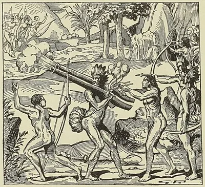 RUSE DE QUONIAMBEC, d’après Thévet, Cosmographie (1575)