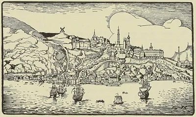 VUE DE QUÉBEC AU DIX-SEPTIÈME SIÈCLE (D’après J.-B.-L. Franquelin).