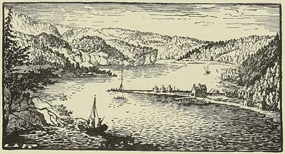 VUE DE LA BAIE DE GASPÉ DANS LE GOLFE DU SAINT-LAURENT ET DE L’ÉTABLISSEMENT Détruit par…