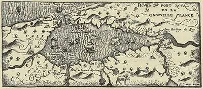 CARTE DU PORT-ROYAL DE LA NOUVELLE-FRANCE, PAR MARC LESCARBOT (Dessinée par Millot, gravée par Jean…
