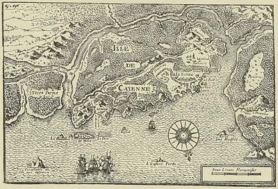 ISLE DE CAYENNE, tirée de Lefebvre de La Barre. Description particulière de l’Isle de…