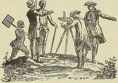 FONCTIONNAIRES COLONIAUX : INGÉNIEURS GÉOGRAPHES, gravure de Ponce