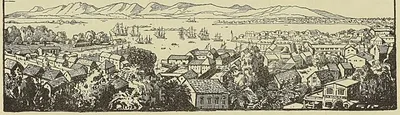PORTE ET VILLE DE LA POINTE-A-PITRE, d’après une lithographie de Budan, frontispice
