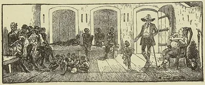 TRAFIQUANTS ET ESCLAVES, d’après une lithographie