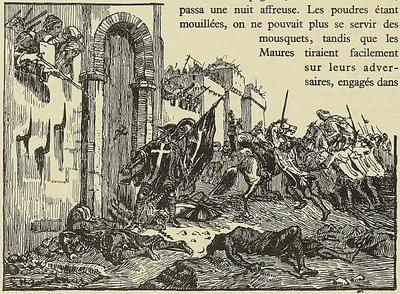 LE CHEVALIER DE SAVIGNAC PLANTE SA DAGUE DANS LA PORTE D’ALGER, d’après Raffet