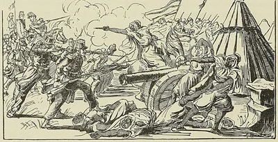 LA BATAILLE D’IsLY, d’après une estampe populaire de l’époque