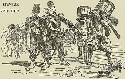NOUS CIVILISERONS CES GAILLARDS-LA , d’après une lithographie de Raffet