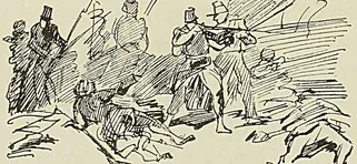LA MORT DU SERGENT BLANDAN, d’après un croquis de Raffet, cul-de-lampe