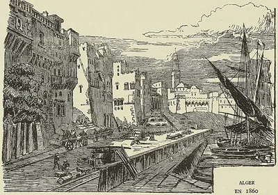 CONSTRUCTION DU BOULEVARD DE L’IMPÉRATRICE A ALGER (d’après un dessin de Chassériau).