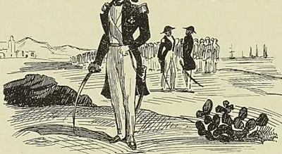 LE PRINCE DE JOINVILLE A MOGADOR, d’après une lithographie de l’époque
