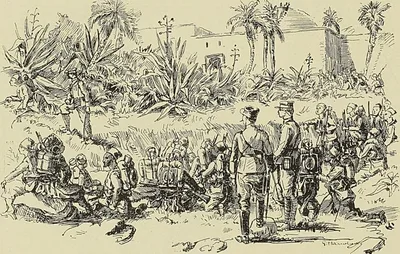 CONCENTRATION DE LA COLONNE PHILIPPOT AUX PORTES DE FÈS, dessin de G. HANoTAUx fils