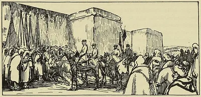 ENTRÉE DU GÉNÉRAL. LYAUTEY A TAZA en compagnie des généraux Gouraud et Baumgarten