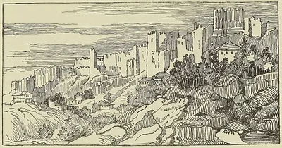 LES REMPARTS DE TRÉBIZONDE, d’après un dessin du Tour du Monde, frontispice