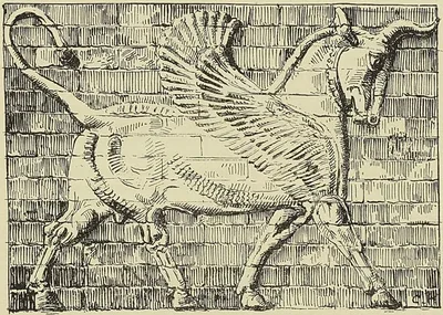 TAUREAU AILÉ ACHÉMÉNIDE DÉCOUVERT A SUSE. (Exposition d’antiquités orientales, Paris 193c)