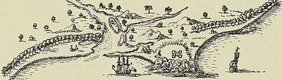 LE CAP MEZURADE ET L’ENTRÉE DE LA RIVIÈRE, d’après le Voyage du chevalier des Marchais