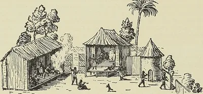 MAISONS DES INDIGÈNES DU CAP MEZURADE (D’après Voyage du chevalier des Marchais en…