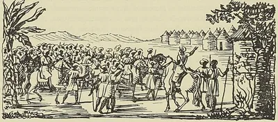 L’ARMÉE DE FOUTATORO (Dessin d’Ambroise Tardieu, Mollien, Voyages dans l’intérieur de…