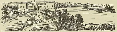 FORT DE LAMPSAR, dessin de Nouveaux. Bouët-Willaumez : Côtes occidentales d’ Afrique