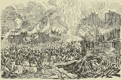PRISE DE TOUBAKOUTA, d’après un croquis du capitaine Fortin