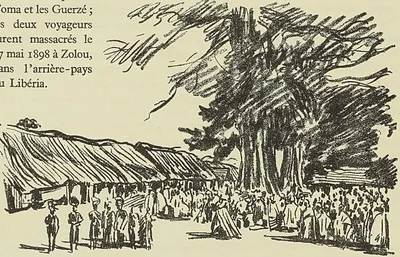 LE MARCHÉ DE KANKAN (HAUTE-GUINÉE), d’après un dessin du Tour du monde (1897)