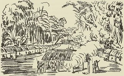 VILLAGE APoUYÉ, d’après les Voyages de Paul de Chaillu