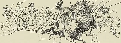 BUSSY CONTRE LES MAHRATTES, d’après un dessin du Musée de l’armée. (G Hanotaux fils.)