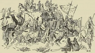 UN PRINCE HINDOU PARTANT EN GUERRE (D’après une gravure de Levenert. Musée de l’Armée).