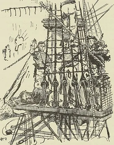 LE COMBAT DANS LA HUNE (1750), d’après un lavis de Detaille. (G. Hanotaux fils.)