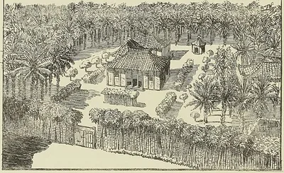 LA MAISON DE CHAIGNEAU A Hué, d’après Michel-Duc Chaigneau, Souvenirs de Hué 1867