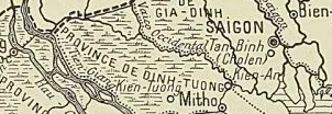 LES PROVINCES DE LA BASSE COCHINCHINE, carte extraite de Pallu. Histoire de l’expédition…