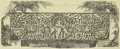 WAT PHOU : DESSUS DE PORTE SCULPTÉ (D’après un croquis de M. Delaporte : F. Garnier…
