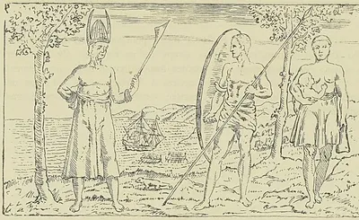 UNE ROHANDRIANA PORTÉE PAR SES ESCLAVES. Gravure extraite de Flacourt : Histoire de la…