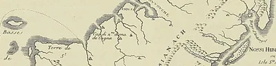 CARTE DE MADAGASCAR PAR FLACOURT (Flacourt : Histoire de la grande (le Madagascar).