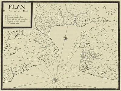 CARTE DE LA BAIE DE SAINTE-MARIE, carte manuscrite. Collection de M. H. Froidevaux