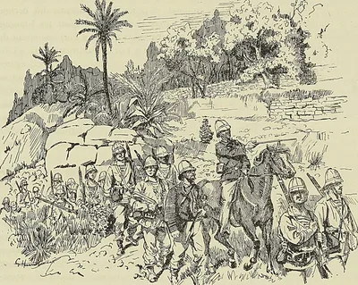 COMPAGNIE DE FUSILIERS MARINS A MADAGASCAR (1884), d’après une aquarelle de Edouard…