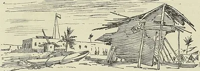 HABITATION DE LA REINE DE MOHÉLI, d’après un dessin de la Mosaique (1872)