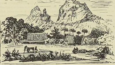 PAYSAGE MAURITIEN, d’après un dessin de Milbert, gravé par Lejeune